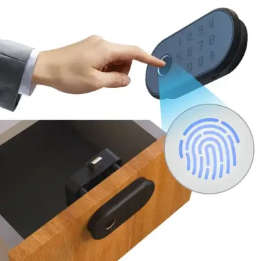 Fingerprint and password system drawer and cabinet lock