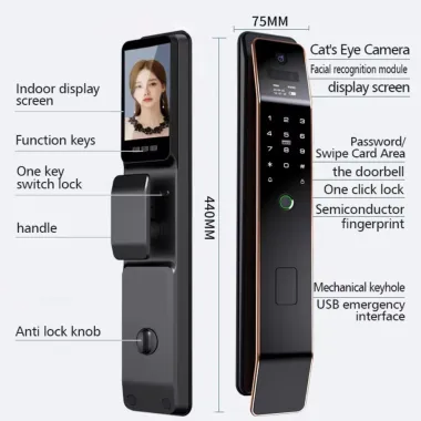 L9 Premium  3D Face Recognition Smart Video Call and Fingerprint Door Lock